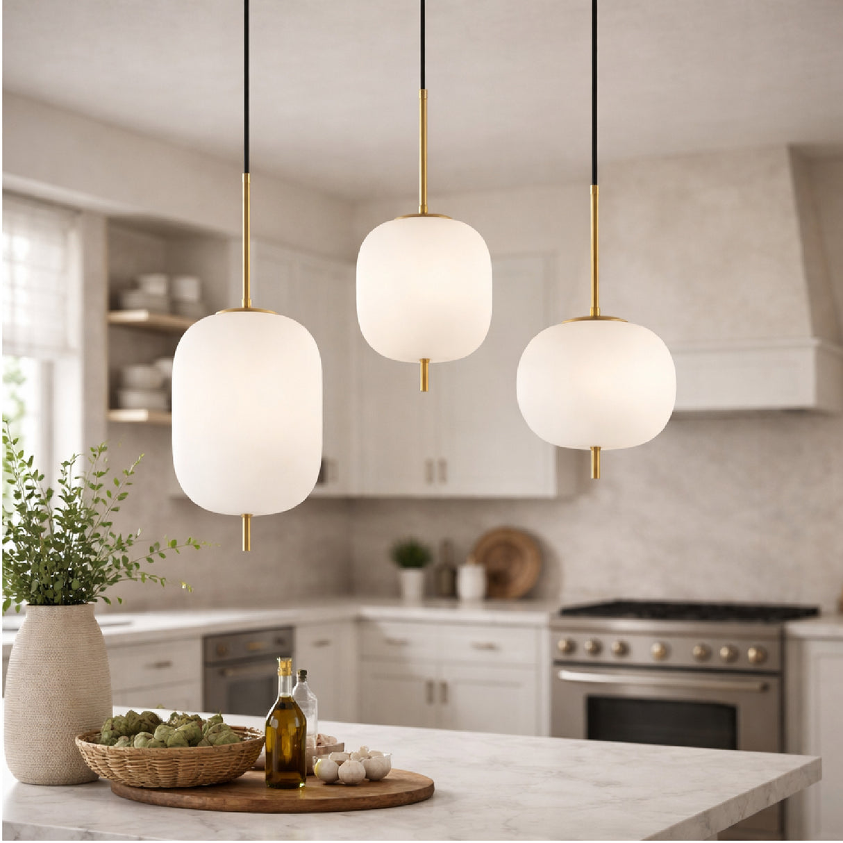 Modern European furniture - 3-Light White Glass Chandelier - www.oroa.com | Oroa.com
