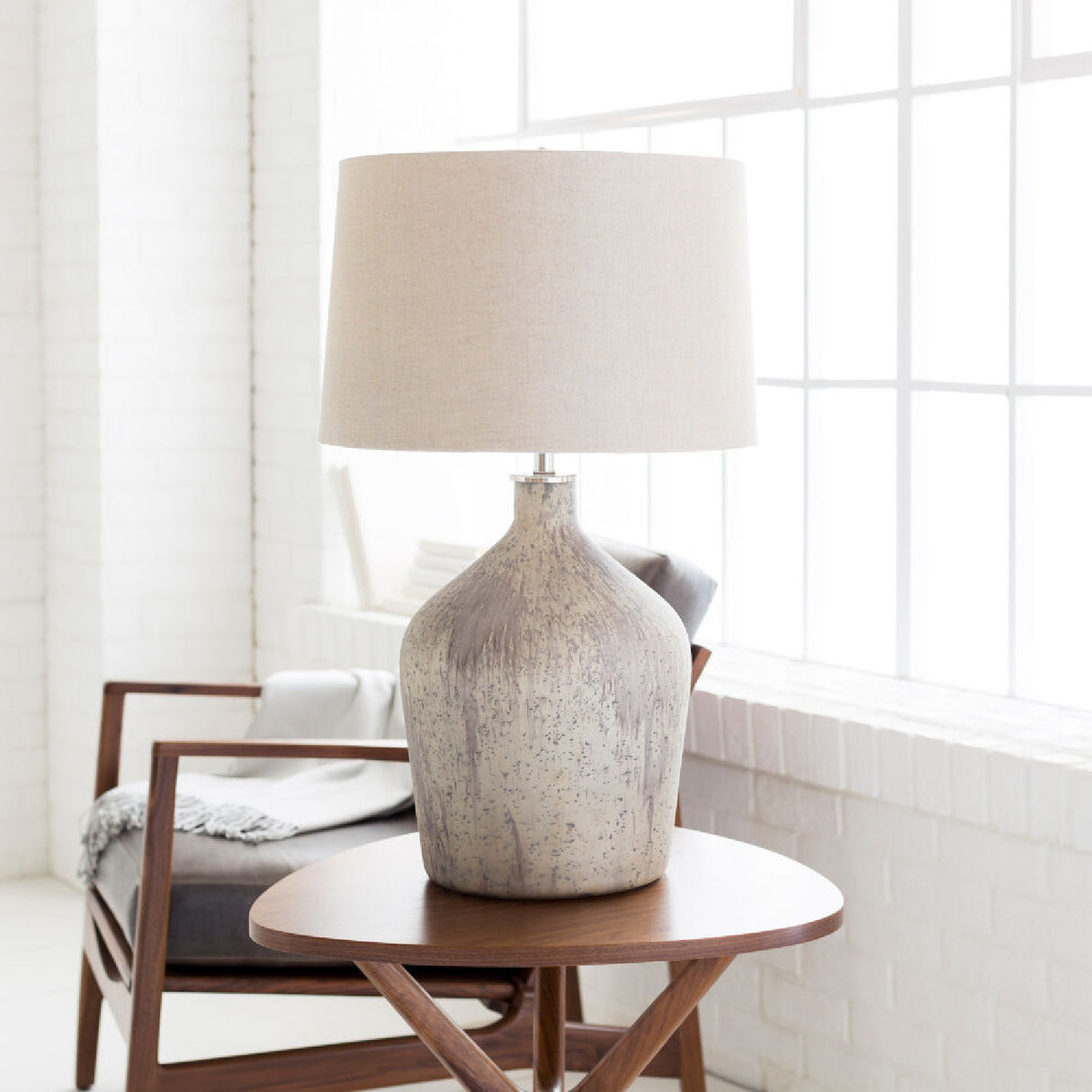 Modern European furniture - Distressed Taupe Glass Table Lamp - www.oroa.com | Oroa.com