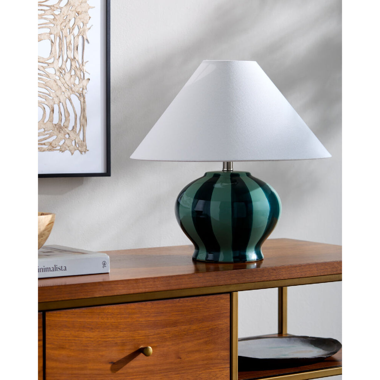 Modern European furniture - Lined Round Ceramic Table Lamp - www.oroa.com | Oroa.com