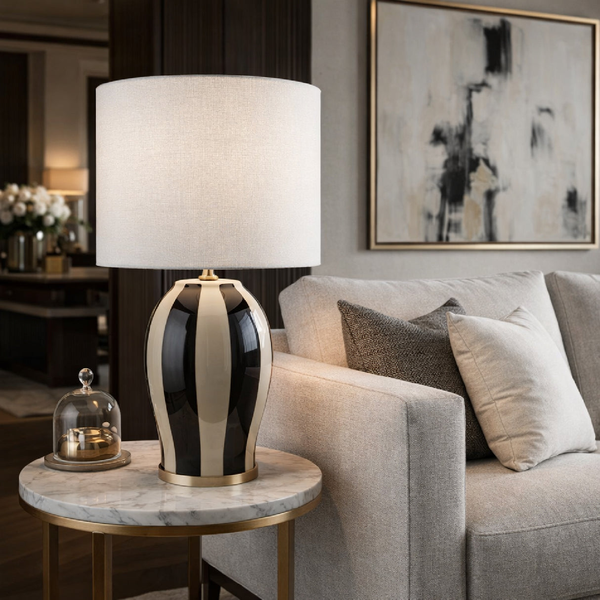 Modern European furniture - Striped Ceramic Table Lamp - www.oroa.com | Oroa.com