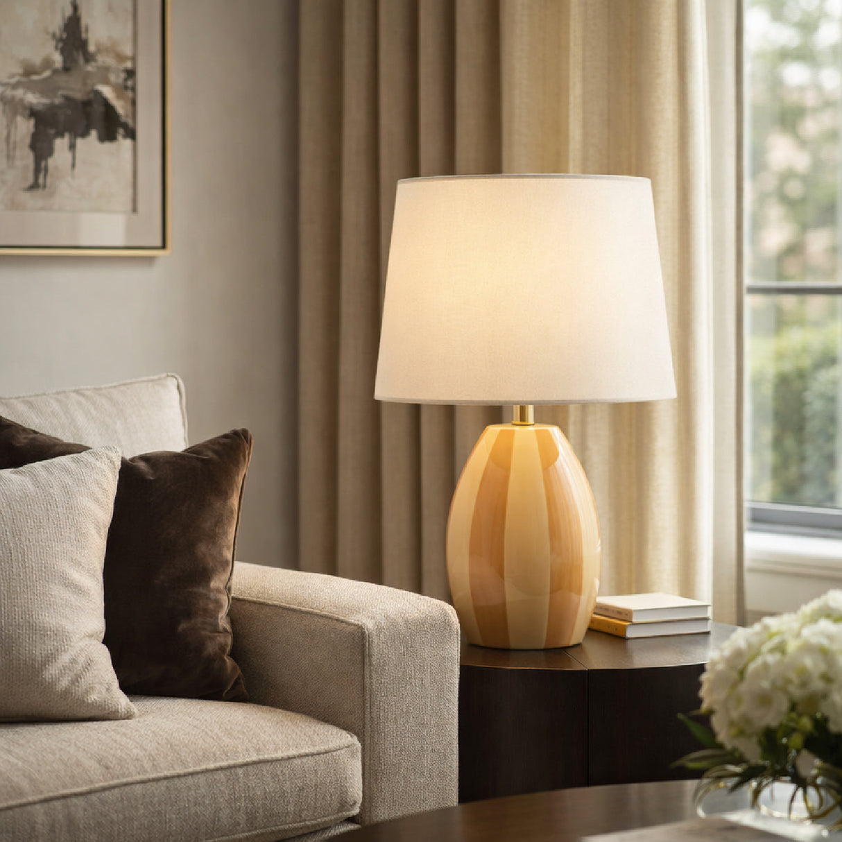 Modern European furniture - Yellow Striped Ceramic Table Lamp - www.oroa.com | Oroa.com
