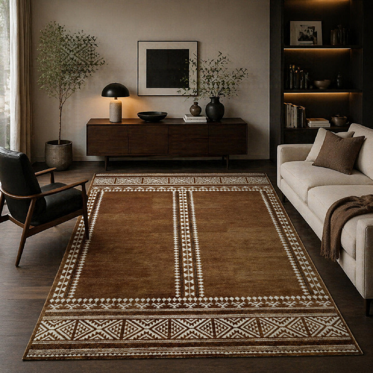 Modern European furniture - Brown Wool Blend Printed Carpet - www.oroa.com | Oroa.com