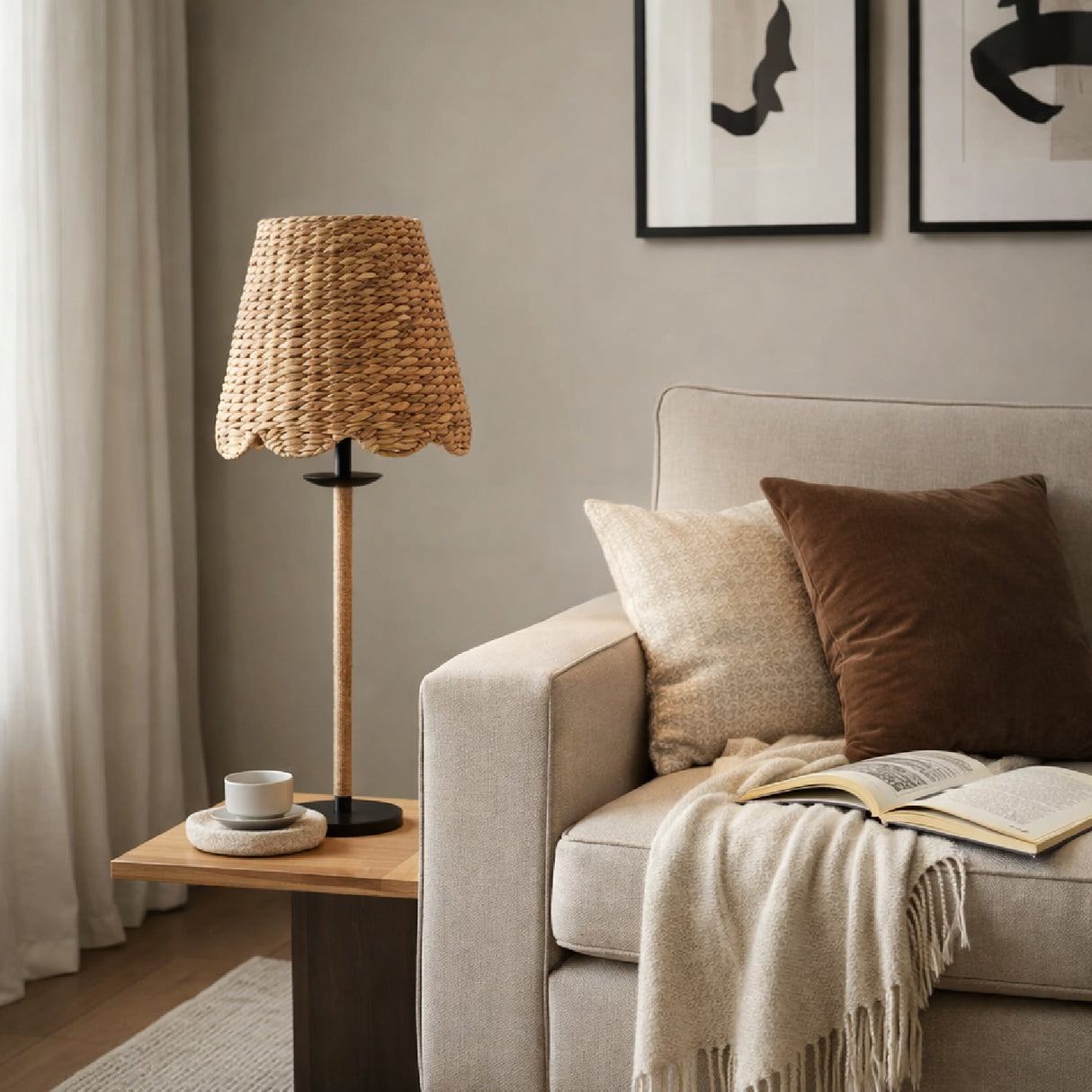 Modern European furniture - Braided Seagrass Accent Table Lamp - www.oroa.com | Oroa.com