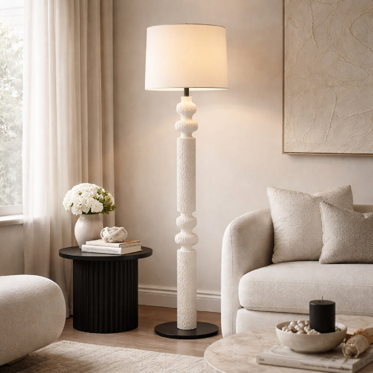 Modern European furniture - Lacquered White Accent Floor Lamp - www.oroa.com | Oroa.com