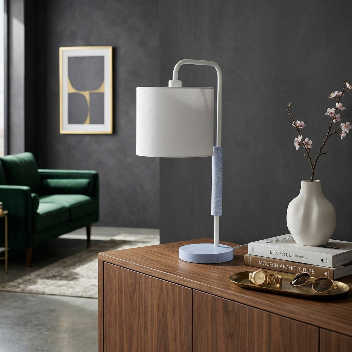 Modern European furniture - Gooseneck Linen Accent Table Lamp - www.oroa.com | Oroa.com