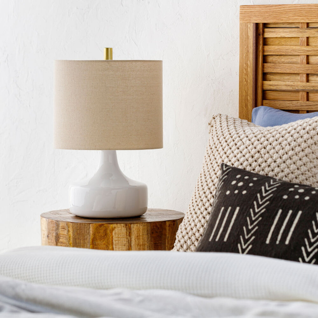 Modern European furniture - Drum Linen Ceramic Table Lamp - www.oroa.com | Oroa.com