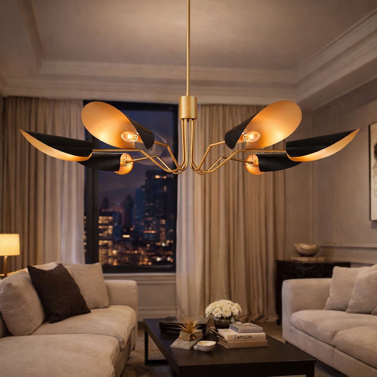 Modern European furniture - Black Metal Shades 6-Light Chandelier - www.oroa.com | Oroa.com