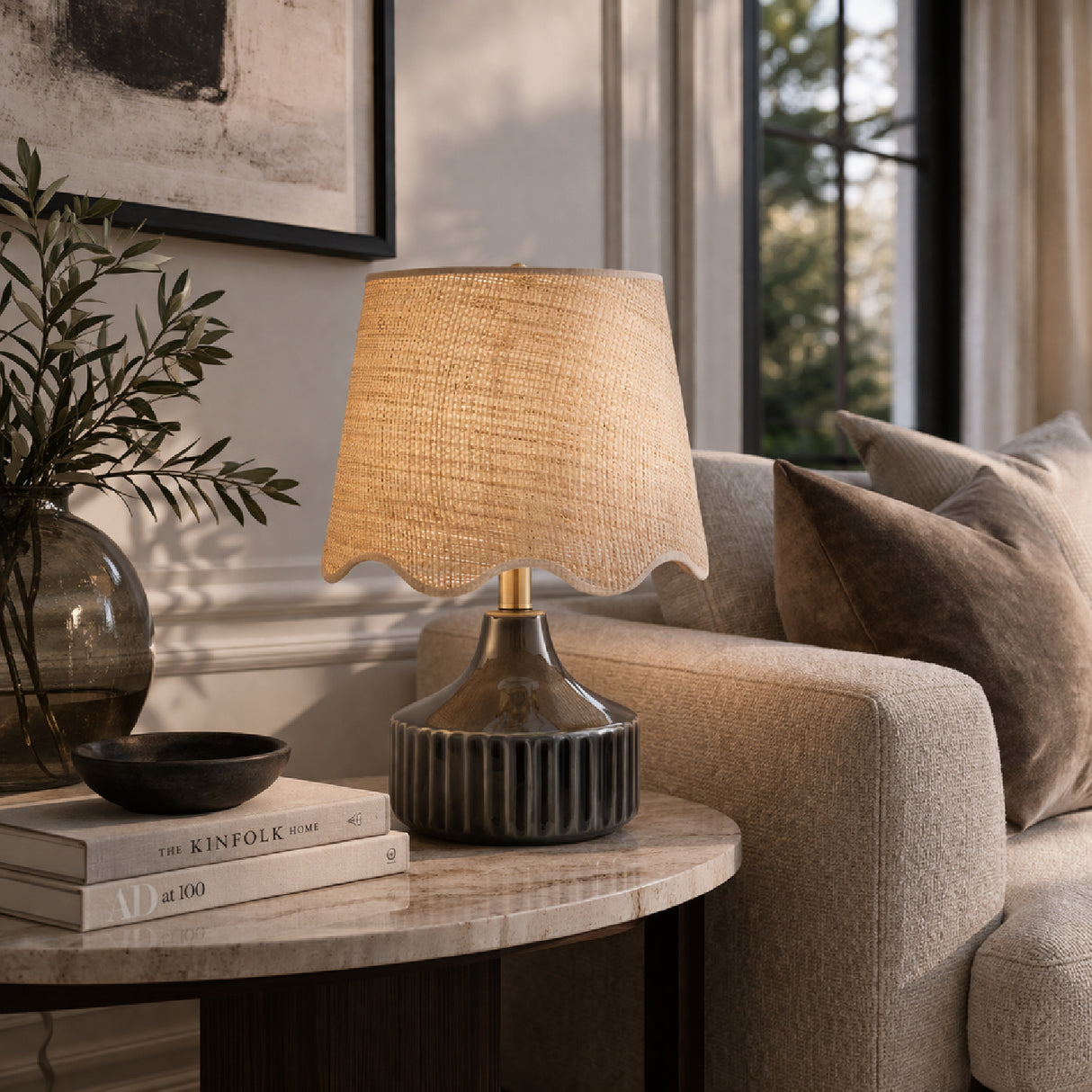 Modern European furniture - Scalloped Jute Table Lamp - www.oroa.com | Oroa.com