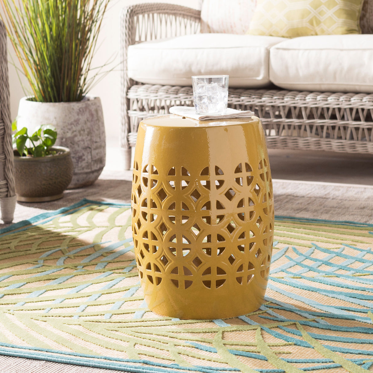 Modern European furniture - Openwork Ceramic Garden Stool - www.oroa.com | Oroa.com