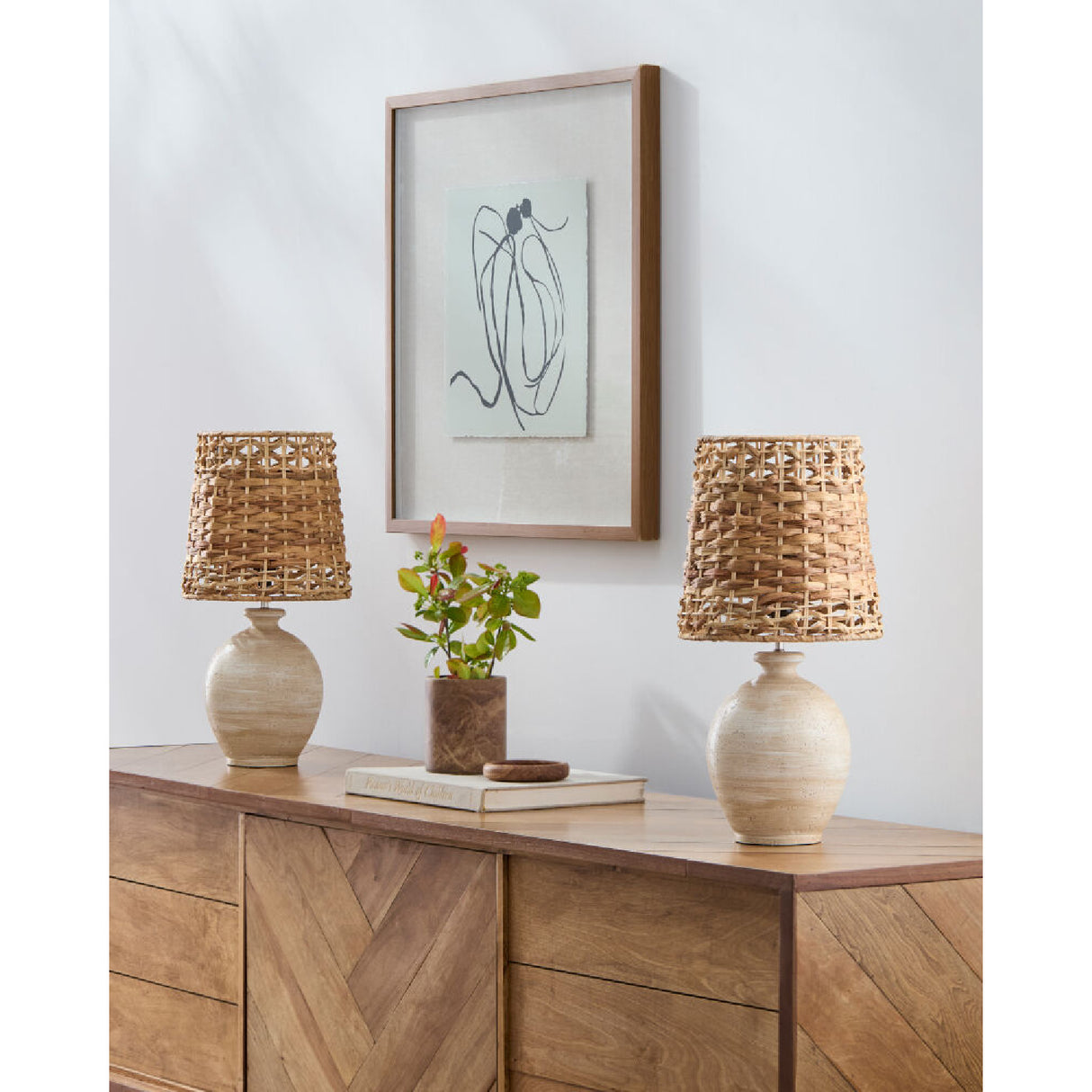 Modern European furniture - Cement Woven Seagrass Table Lamps (2) - www.oroa.com | Oroa.com