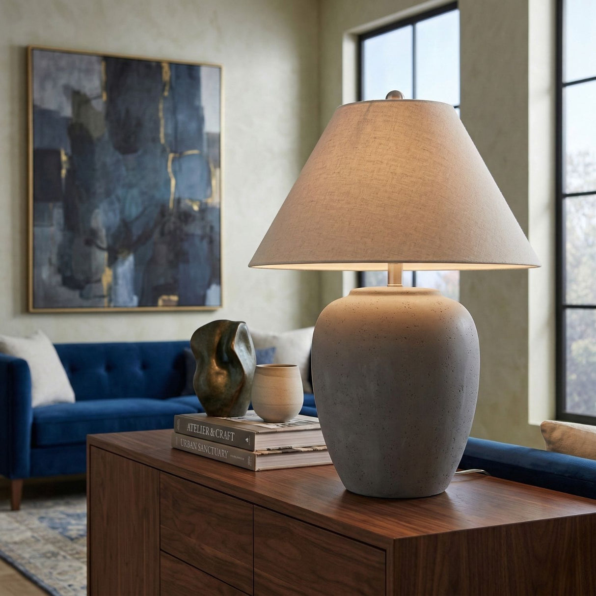 Modern European furniture - Glazed Gray Ceramic Table Lamp - www.oroa.com | Oroa.com