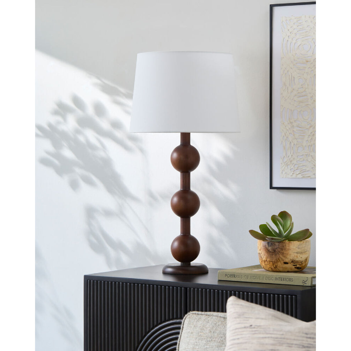 Modern European furniture - Triple Orb Rubberwood Table Lamp - www.oroa.com | Oroa.com