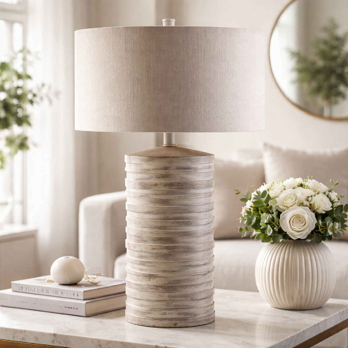 Modern European furniture - Distressed Finish Accent Table Lamp - www.oroa.com | Oroa.com