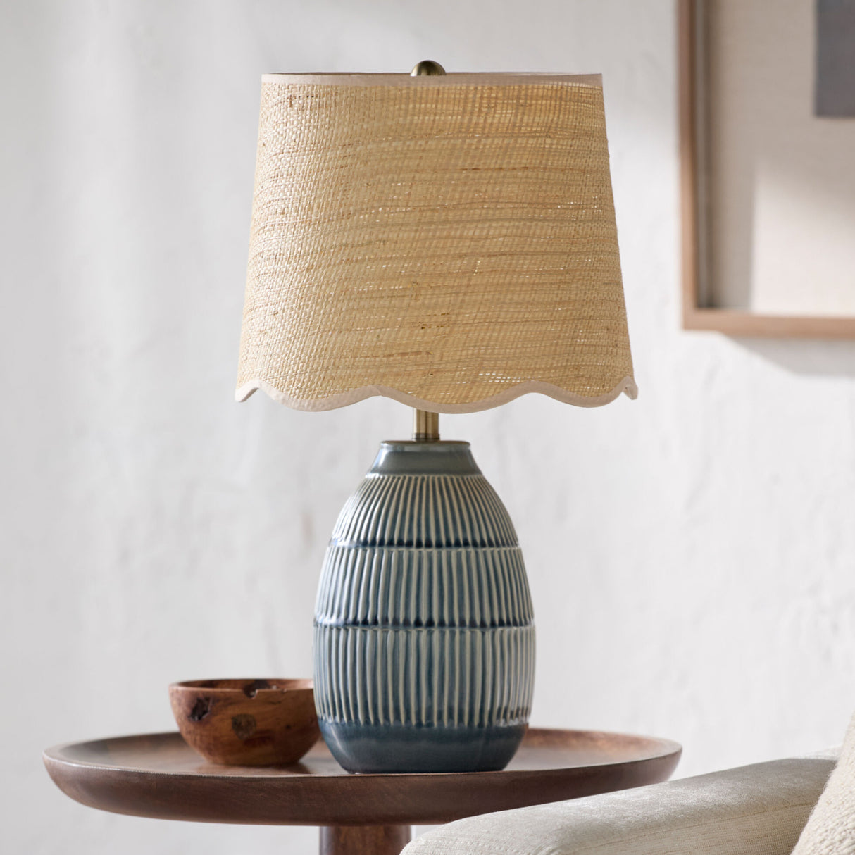 Modern European furniture - Scalloped Beige Jute Table Lamp - www.oroa.com | Oroa.com