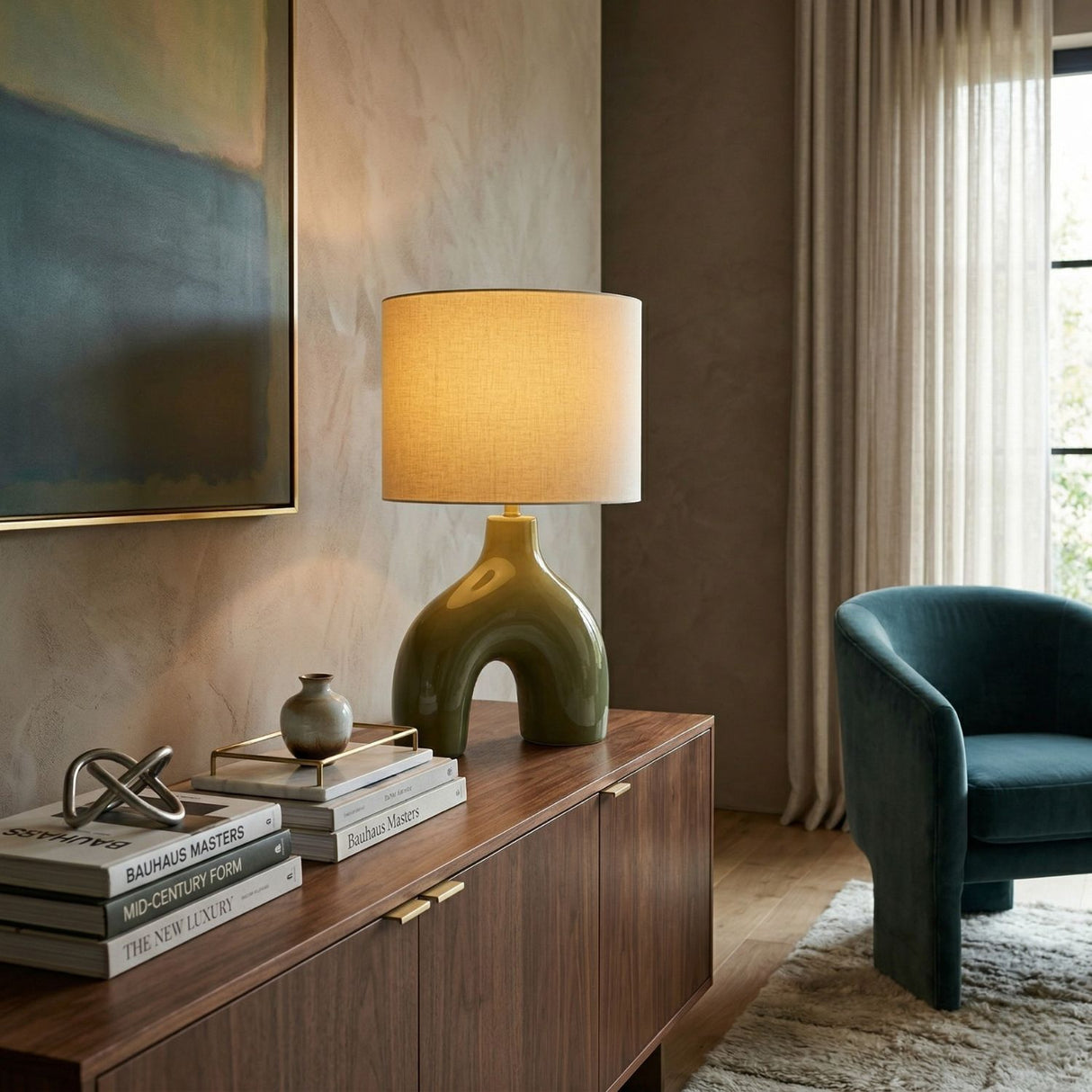 Modern European furniture - Cotton Shade Arched Table Lamp - www.oroa.com | Oroa.com