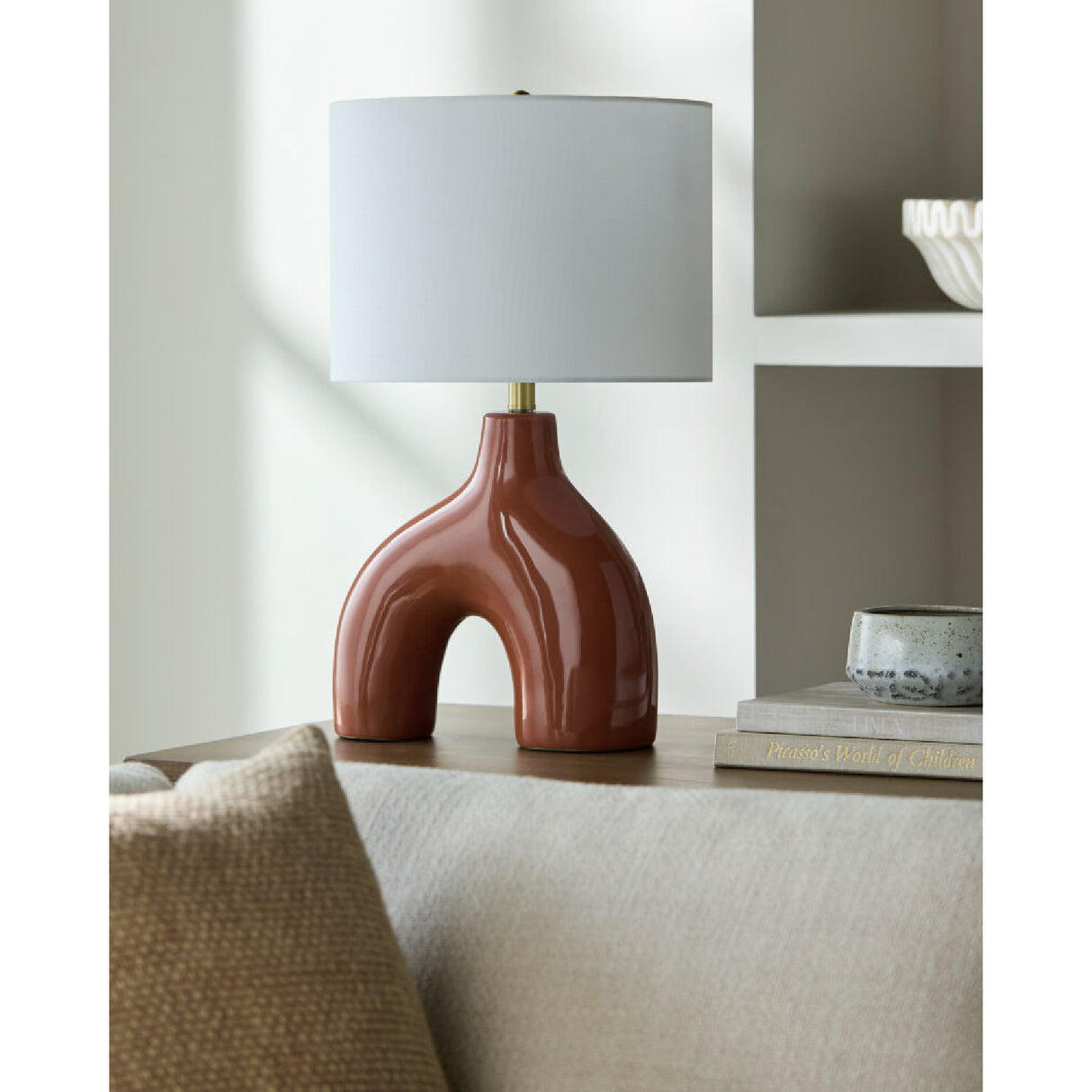 Modern European furniture - Cotton Shade Arched Table Lamp - www.oroa.com | Oroa.com