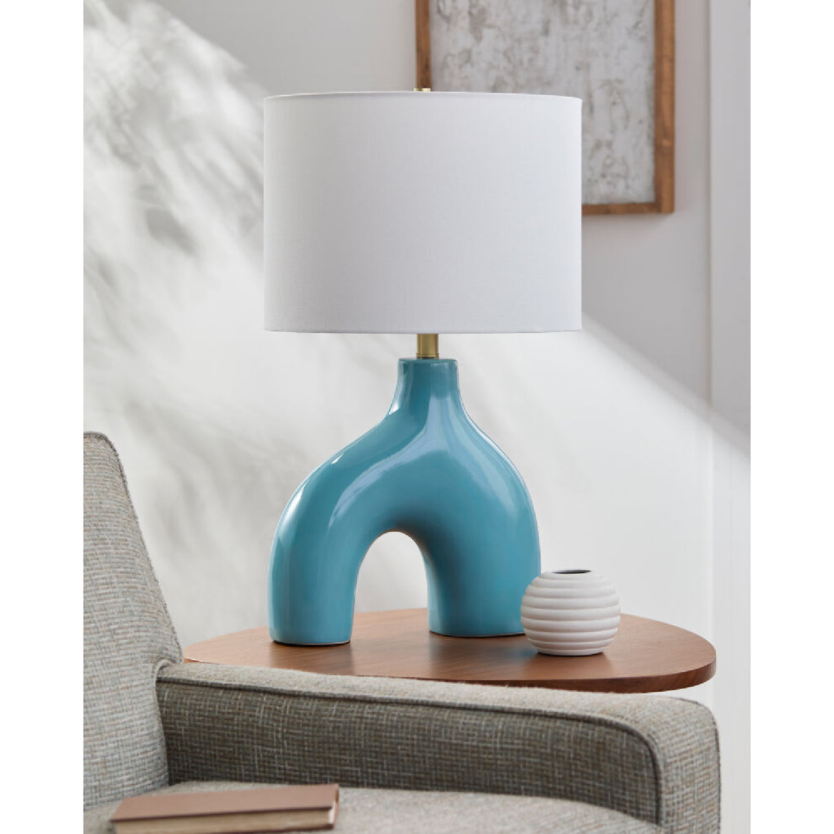 Modern European furniture - Cotton Shade Arched Table Lamp - www.oroa.com | Oroa.com