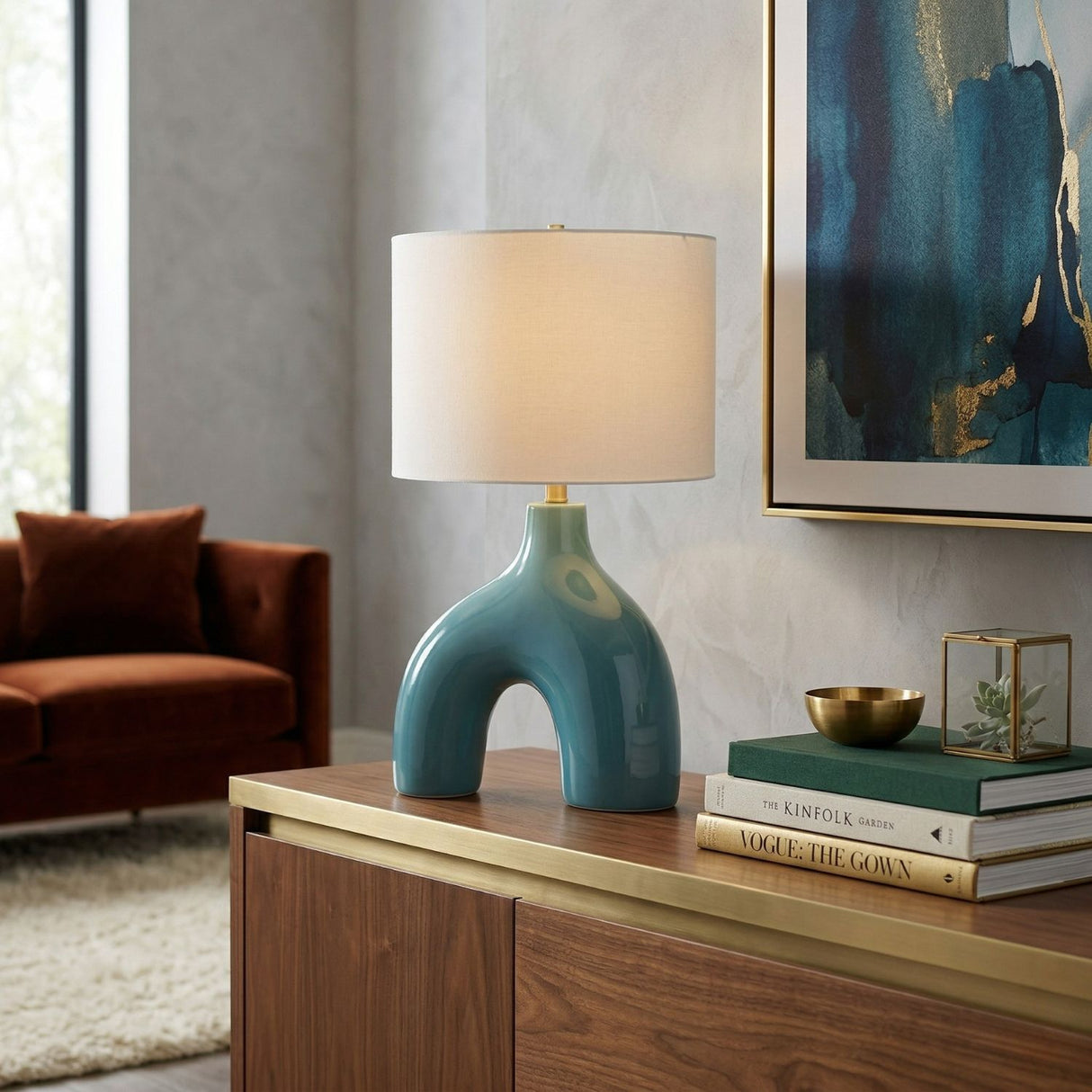 Modern European furniture - Cotton Shade Arched Table Lamp - www.oroa.com | Oroa.com