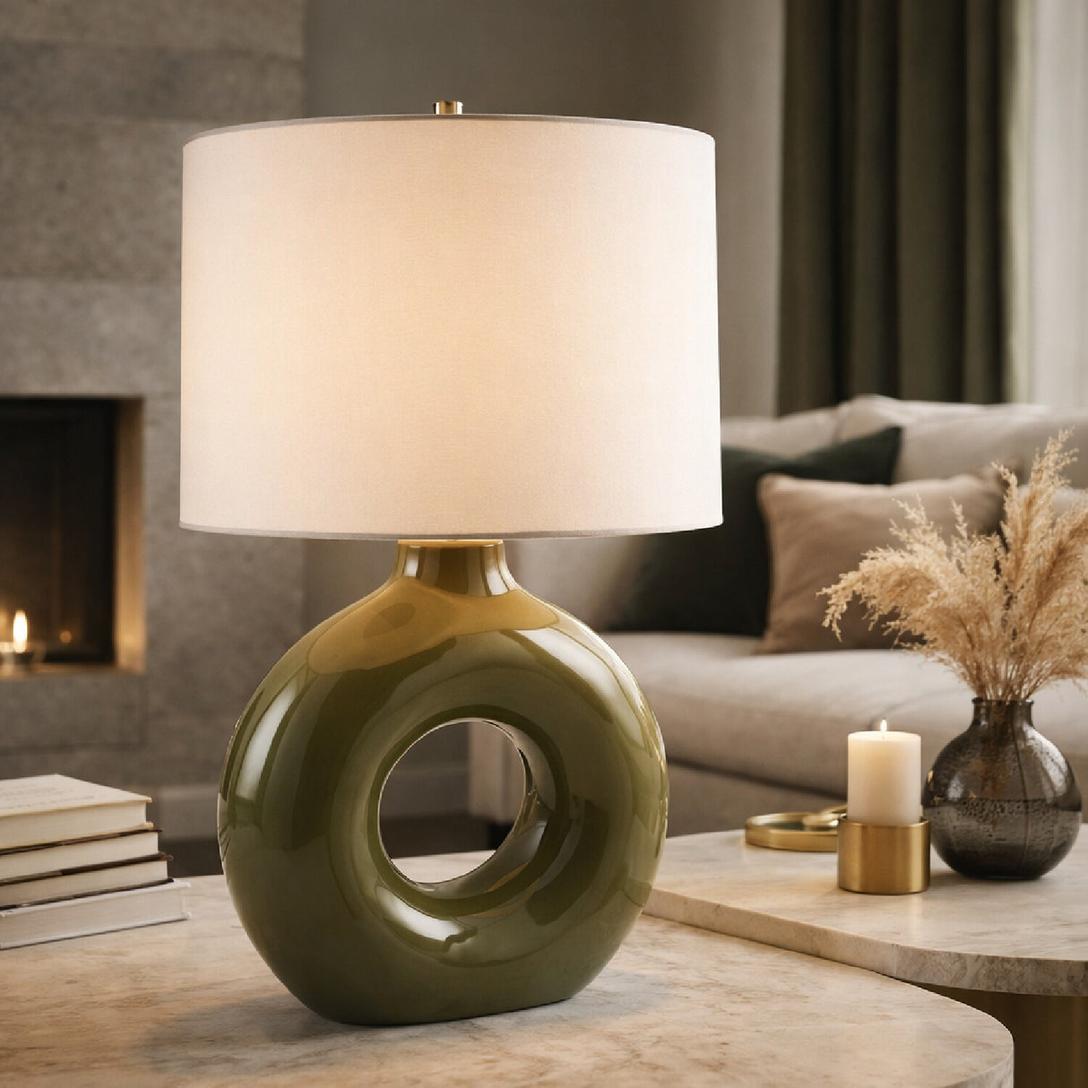 Modern European furniture - Ceramic Ring Accent Table Lamp - www.oroa.com | Oroa.com