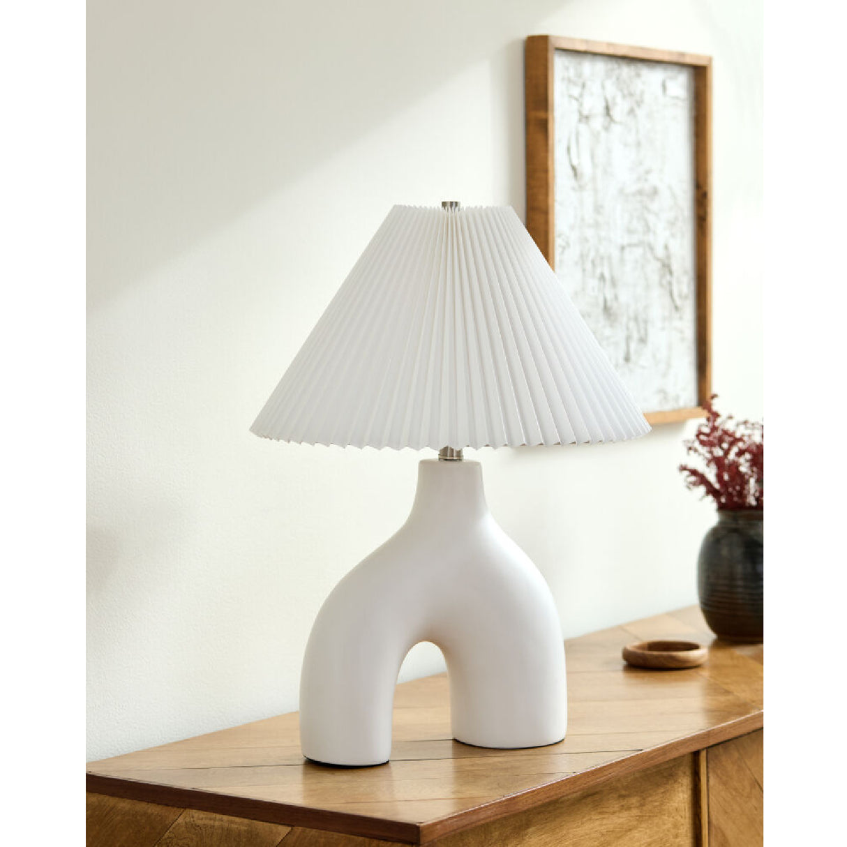 Modern European furniture - Pleated Fabric Arched Table Lamp - www.oroa.com | Oroa.com