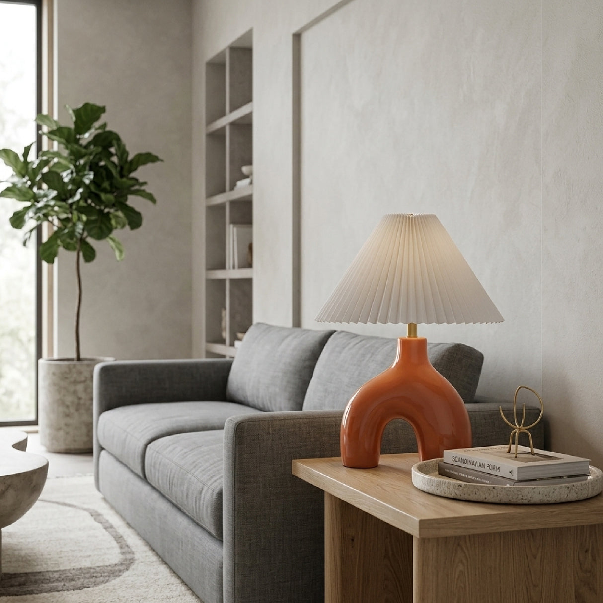 Modern European furniture - Pleated Fabric Arched Table Lamp - www.oroa.com | Oroa.com