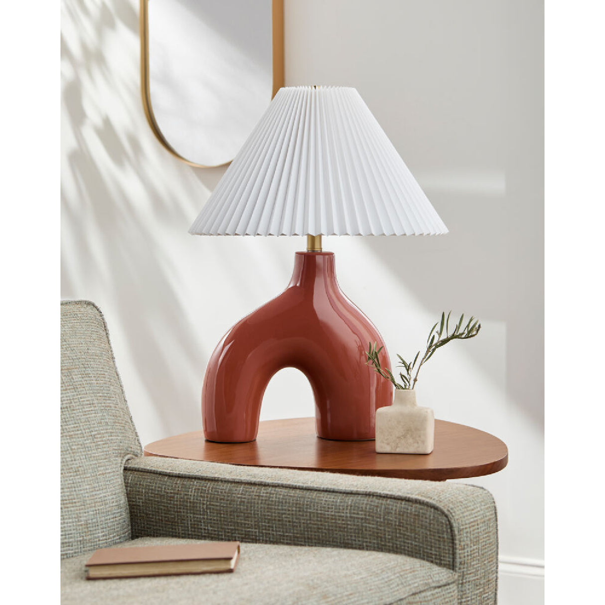 Modern European furniture - Pleated Fabric Arched Table Lamp - www.oroa.com | Oroa.com