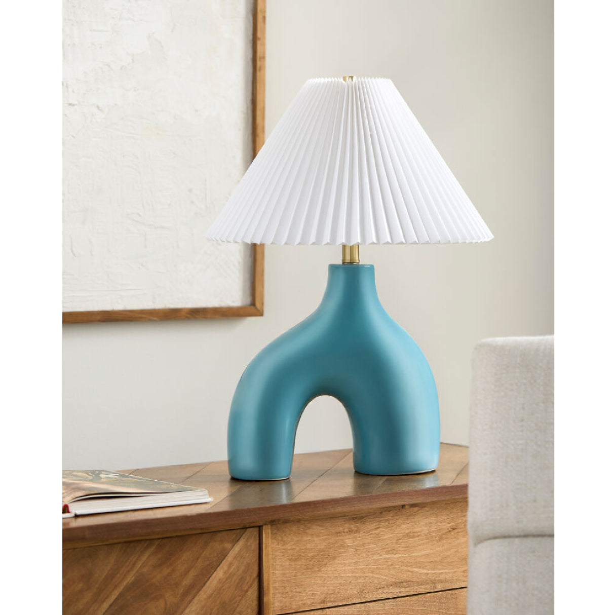 Modern European furniture - Pleated Fabric Arched Table Lamp - www.oroa.com | Oroa.com