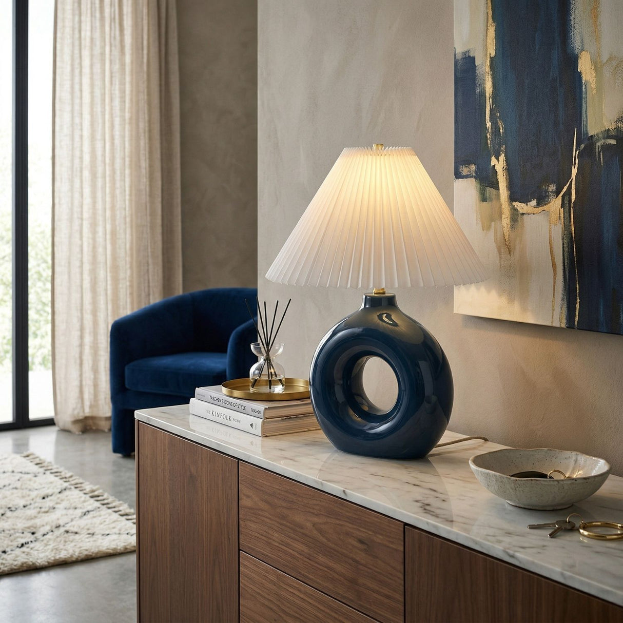 Modern European furniture - Pleated White Fabric Table Lamp - www.oroa.com | Oroa.com