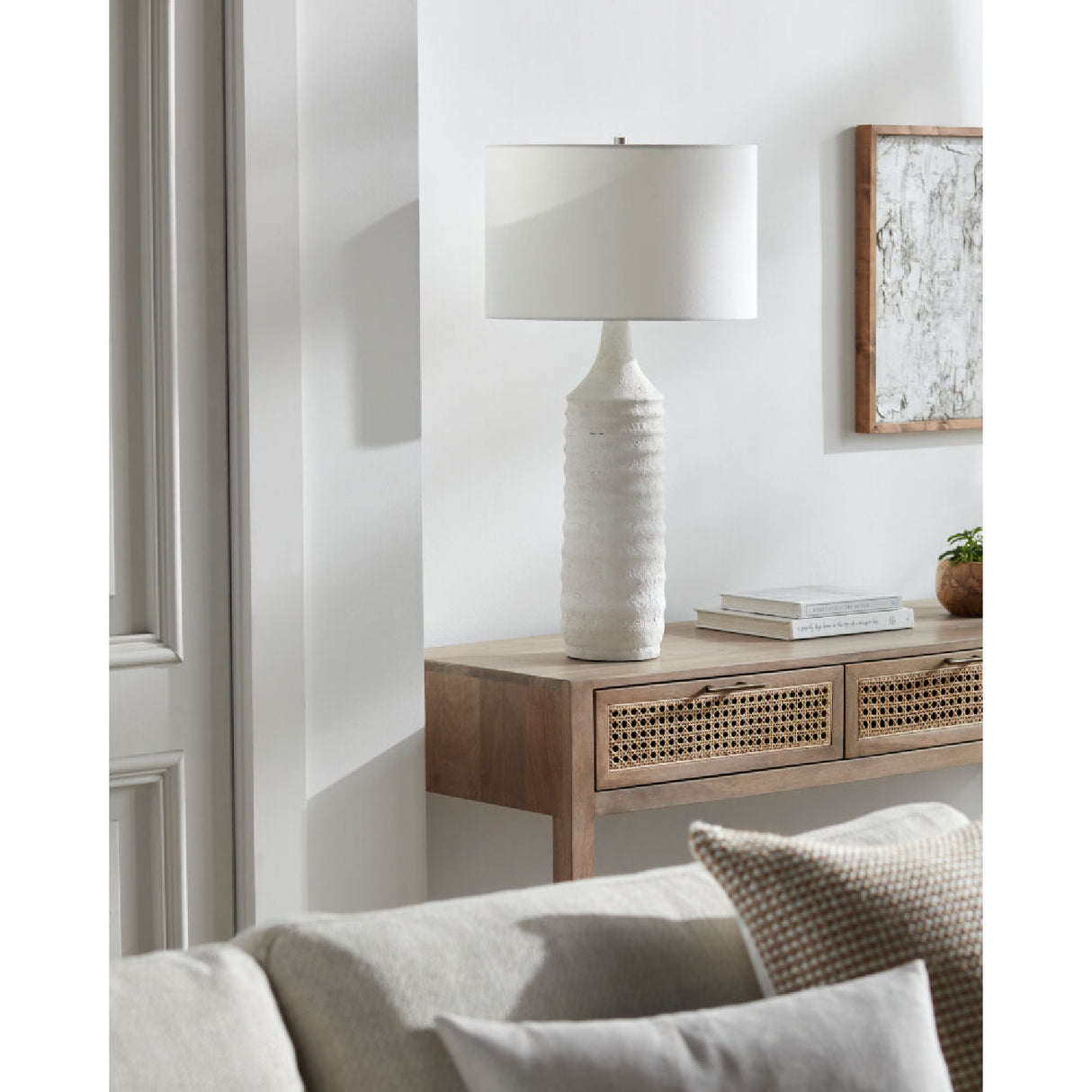 Modern European furniture - White Cotton Accent Table Lamp - www.oroa.com | Oroa.com