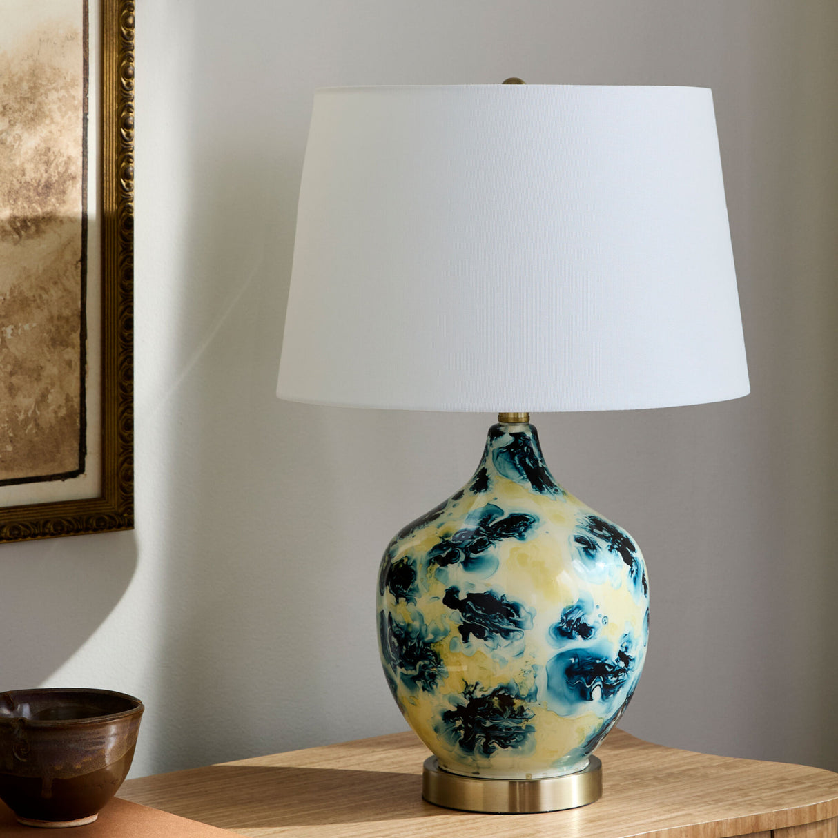 Modern European furniture - Pinted Blue Glass Table Lamp - www.oroa.com | Oroa.com