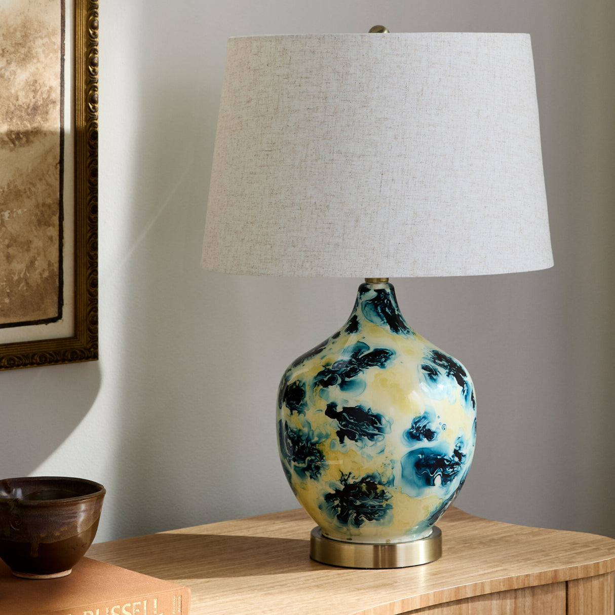 Modern European furniture - Pinted Blue Glass Table Lamp - www.oroa.com | Oroa.com