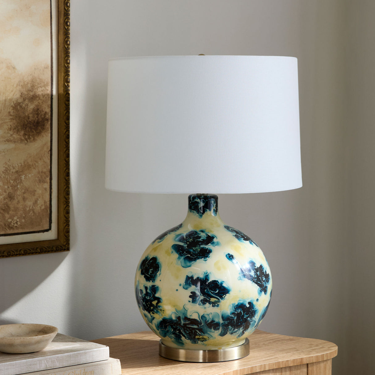 Modern European furniture - Round Painted Glass Tabe Lamp - www.oroa.com | Oroa.com