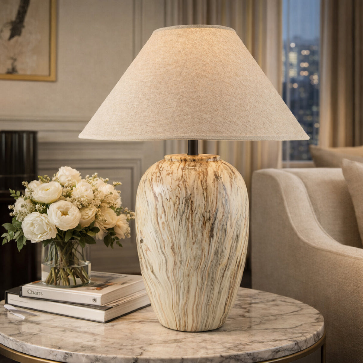 Modern European furniture - Brown Swirl Ceramic Table Lamp - www.oroa.com | Oroa.com