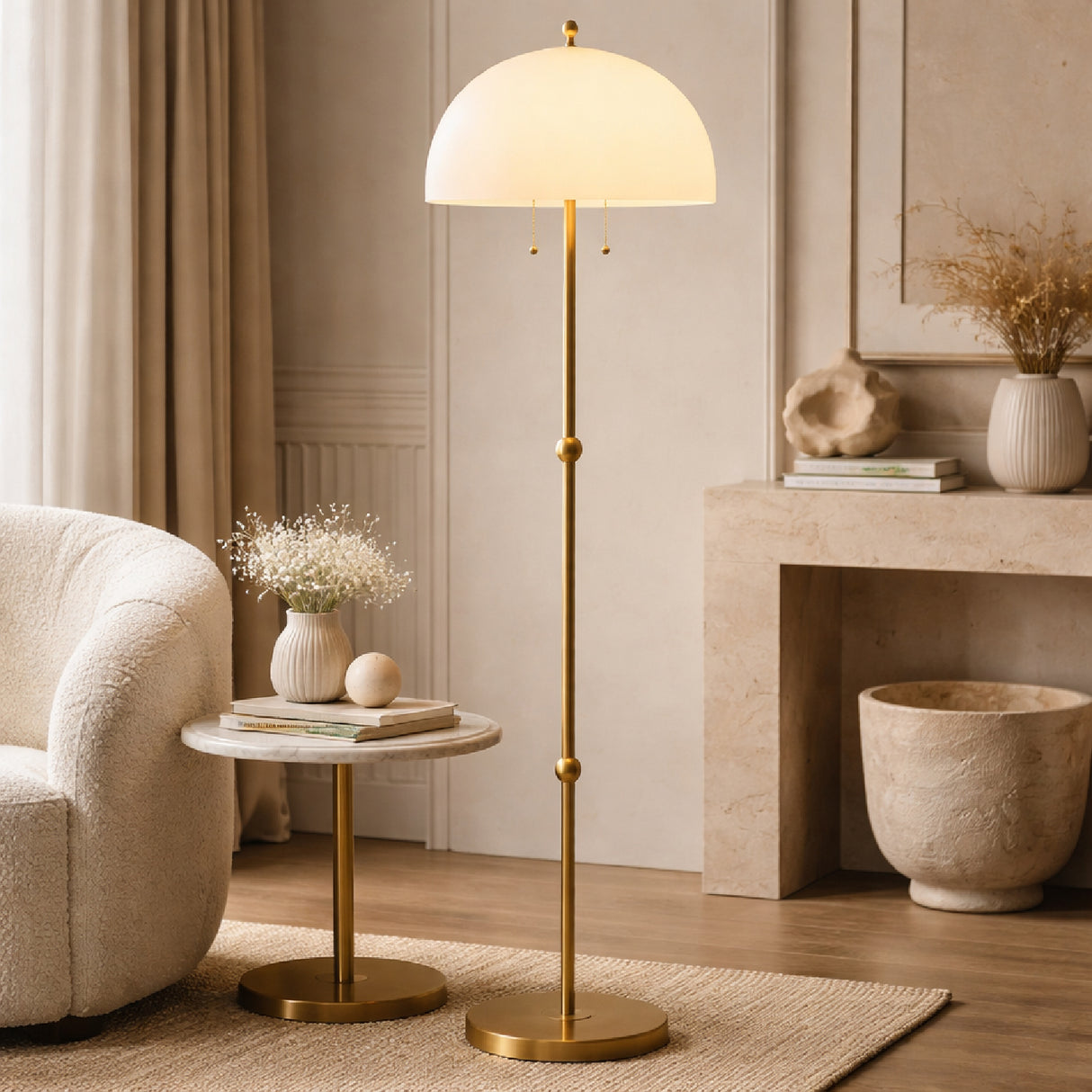 Modern European furniture - White Glass Dome Floor Lamp - www.oroa.com | Oroa.com