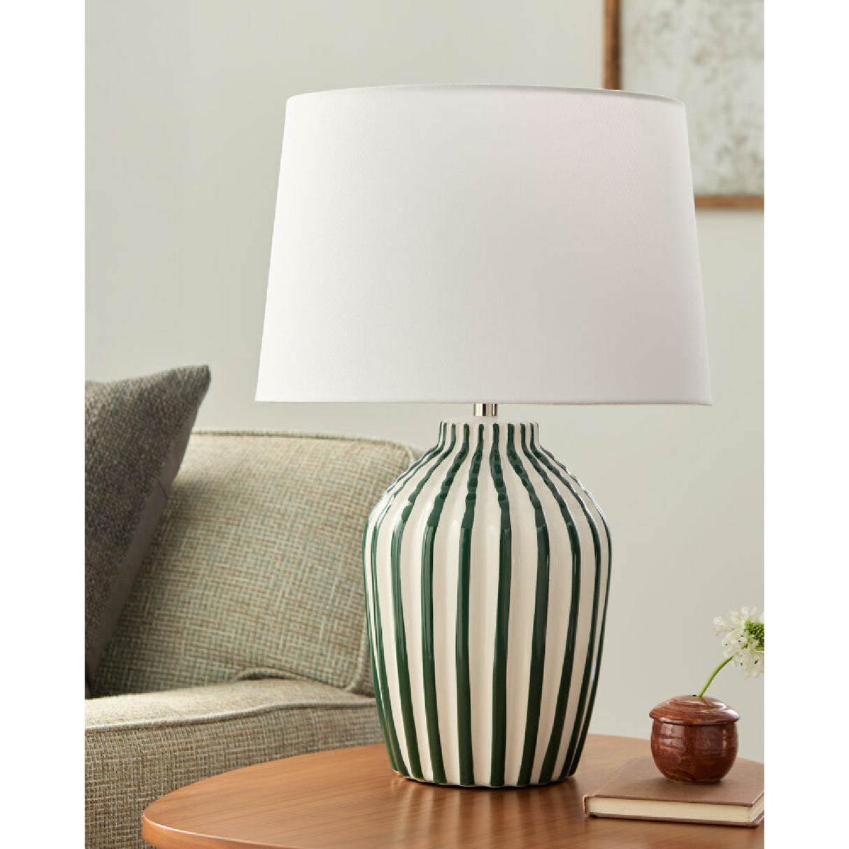 Modern European furniture - Lined Ceramic Accent Table Lamp - www.oroa.com | Oroa.com