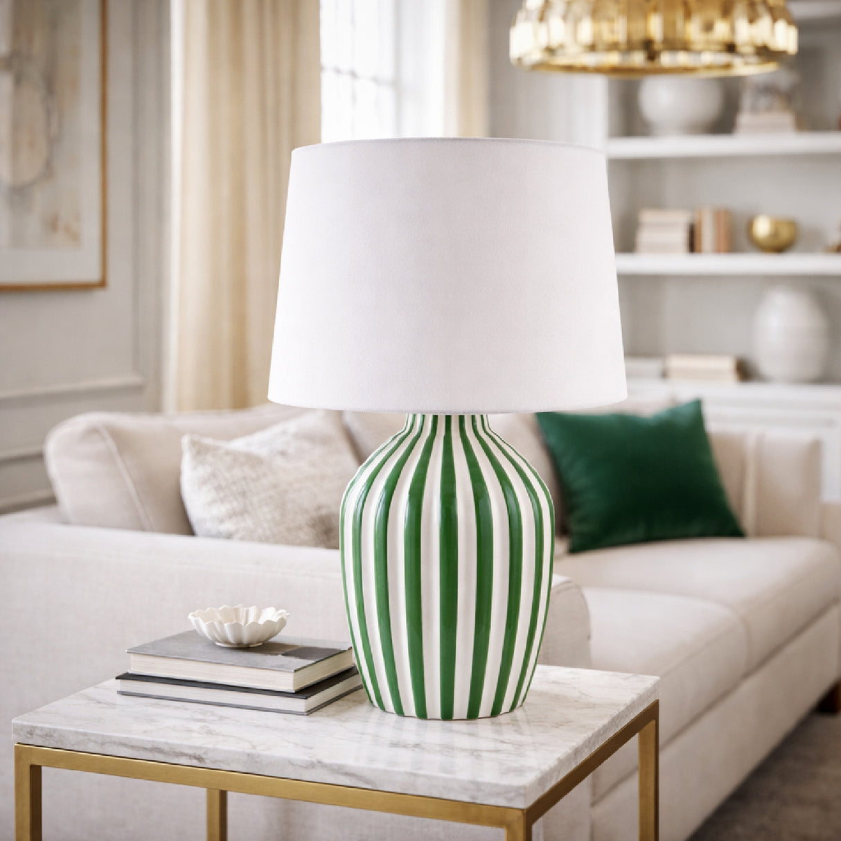 Modern European furniture - Lined Ceramic Accent Table Lamp - www.oroa.com | Oroa.com