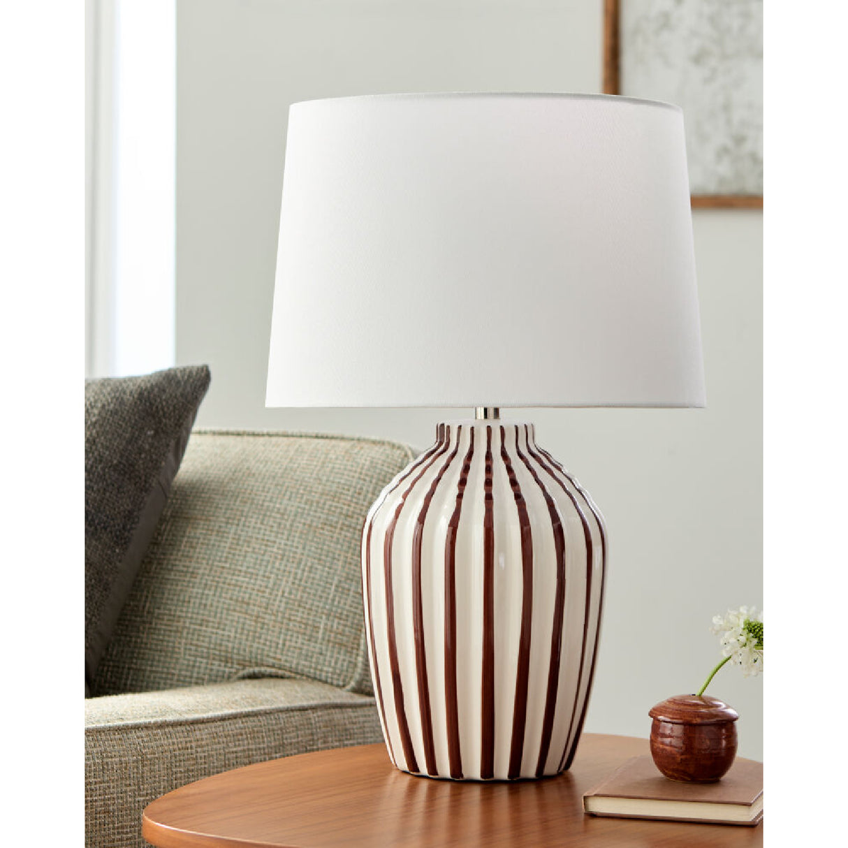 Modern European furniture - Lined Ceramic Accent Table Lamp - www.oroa.com | Oroa.com