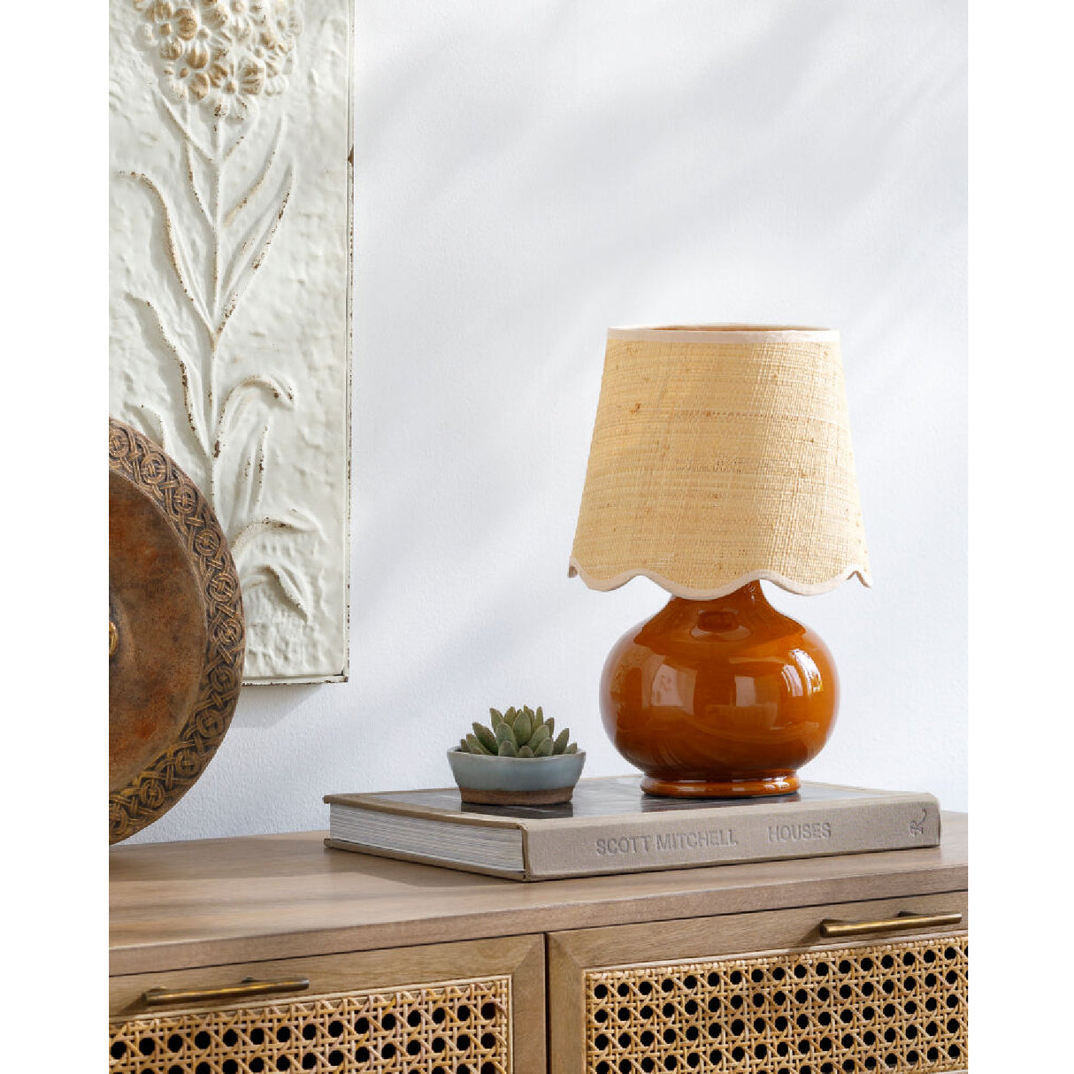 Modern European furniture - Scalloped Raffia Shade Table Lamp - www.oroa.com | Oroa.com