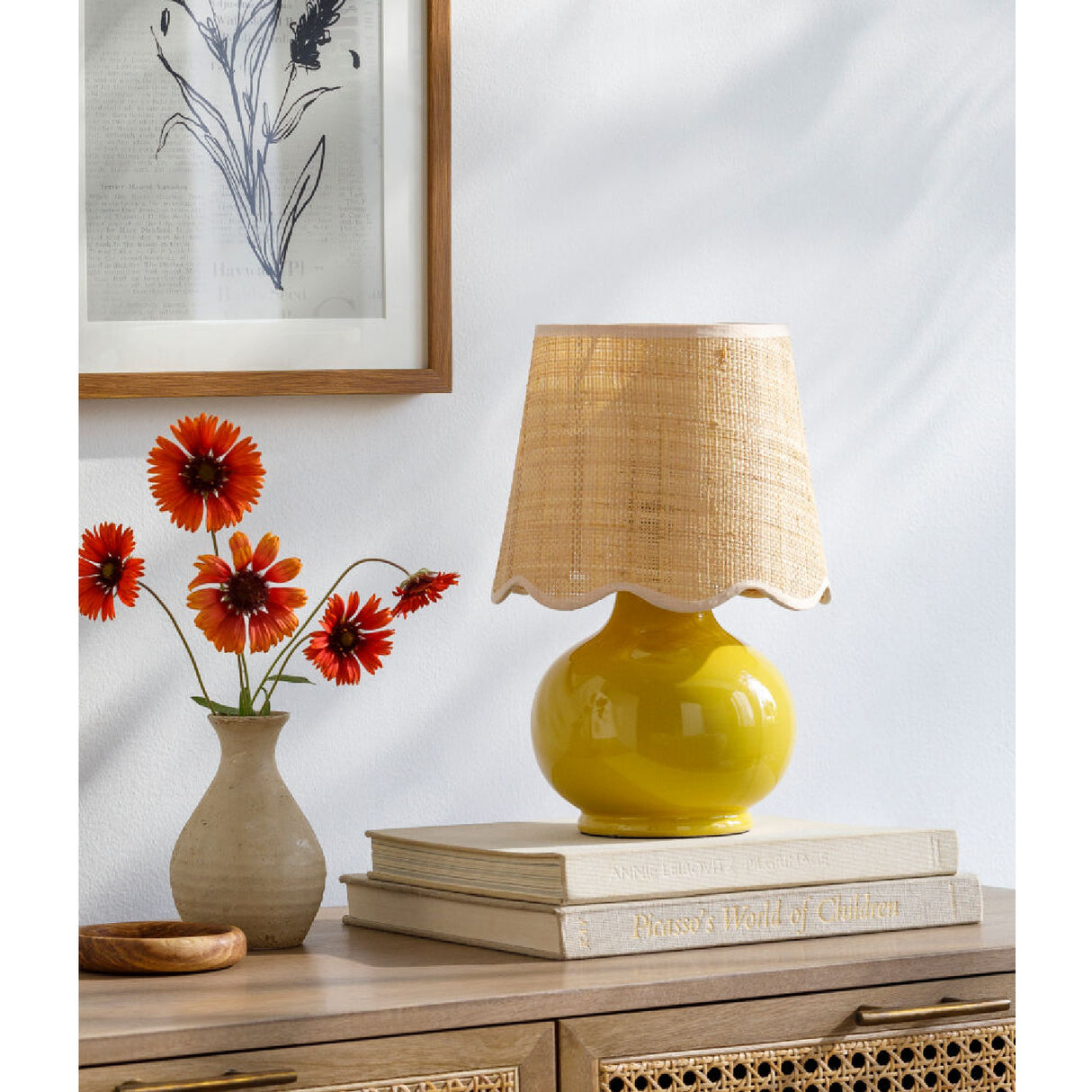Modern European furniture - Scalloped Raffia Shade Table Lamp - www.oroa.com | Oroa.com