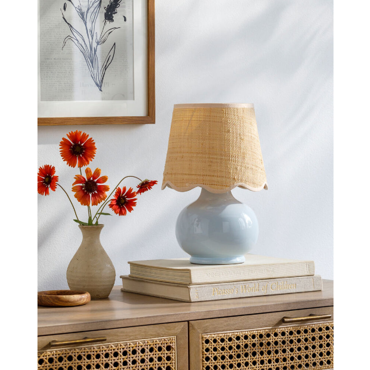 Modern European furniture - Scalloped Raffia Shade Table Lamp - www.oroa.com | Oroa.com