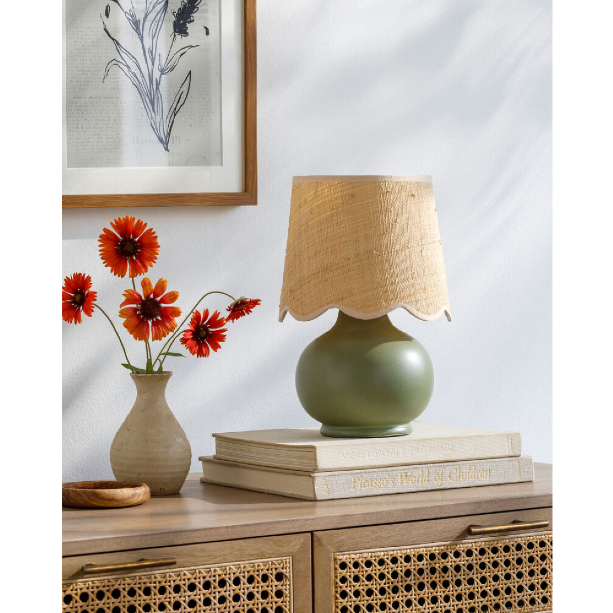Modern European furniture - Scalloped Raffia Shade Table Lamp - www.oroa.com | Oroa.com