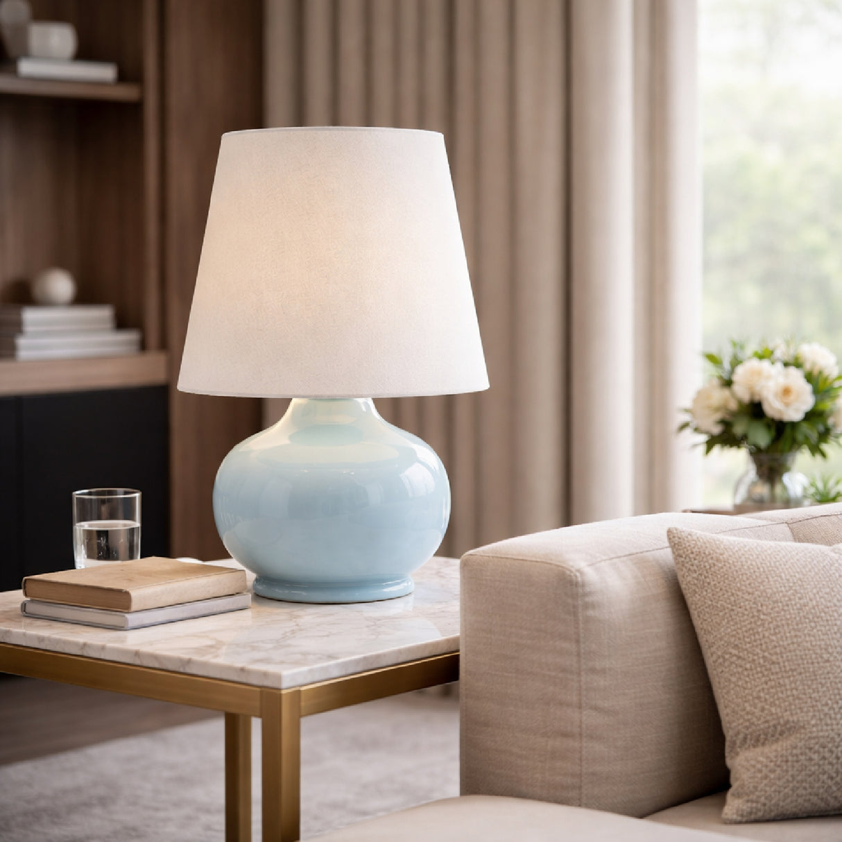 Modern European furniture - Raffia Shade Ceramic Table Lamp - www.oroa.com | Oroa.com