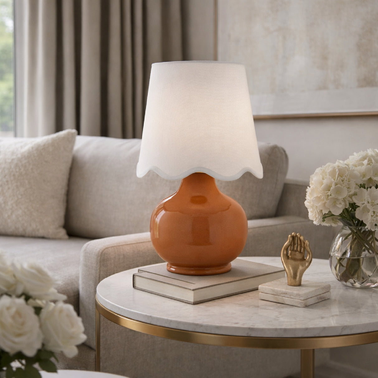 Modern European furniture - Scalloped Raffia Shade Table Lamp - www.oroa.com | Oroa.com