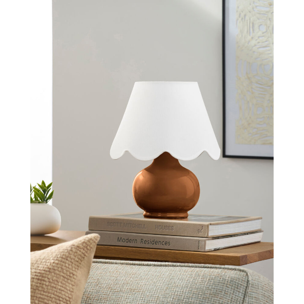 Modern European furniture - Scalloped Raffia Shade Table Lamp - www.oroa.com | Oroa.com