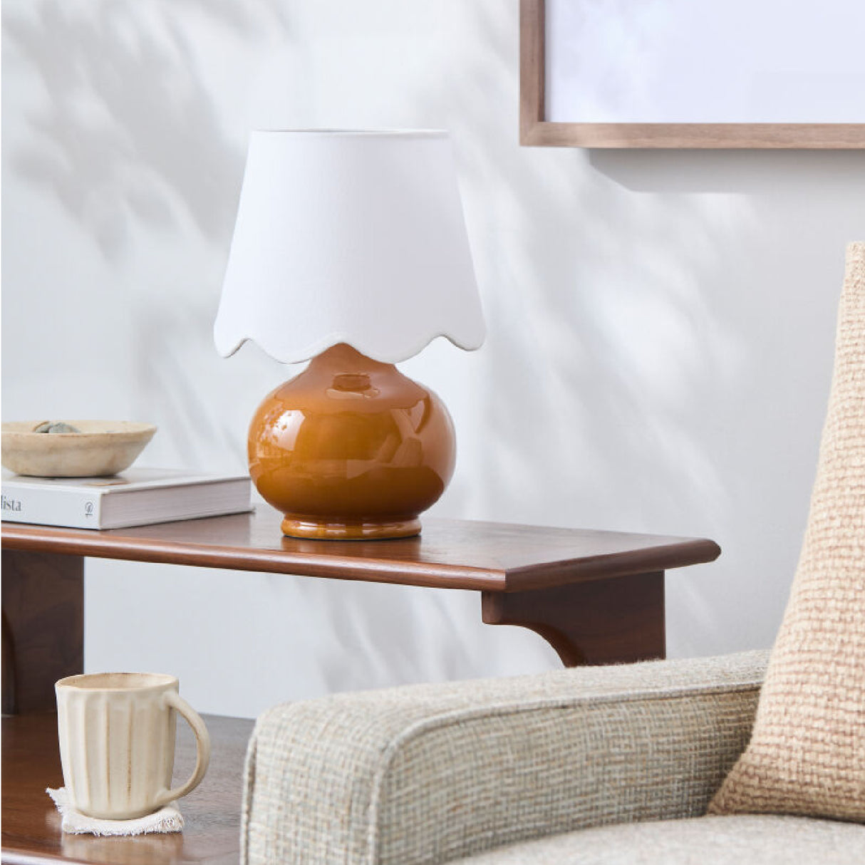 Modern European furniture - Scalloped Raffia Shade Table Lamp - www.oroa.com | Oroa.com
