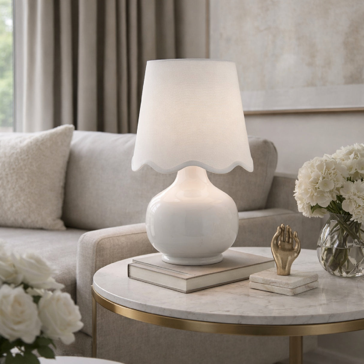 Modern European furniture - Scalloped Raffia Shade Table Lamp - www.oroa.com | Oroa.com