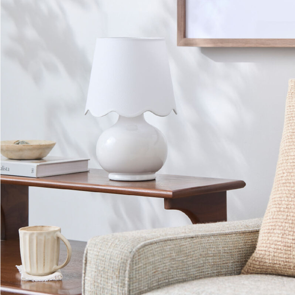 Modern European furniture - Scalloped Raffia Shade Table Lamp - www.oroa.com | Oroa.com