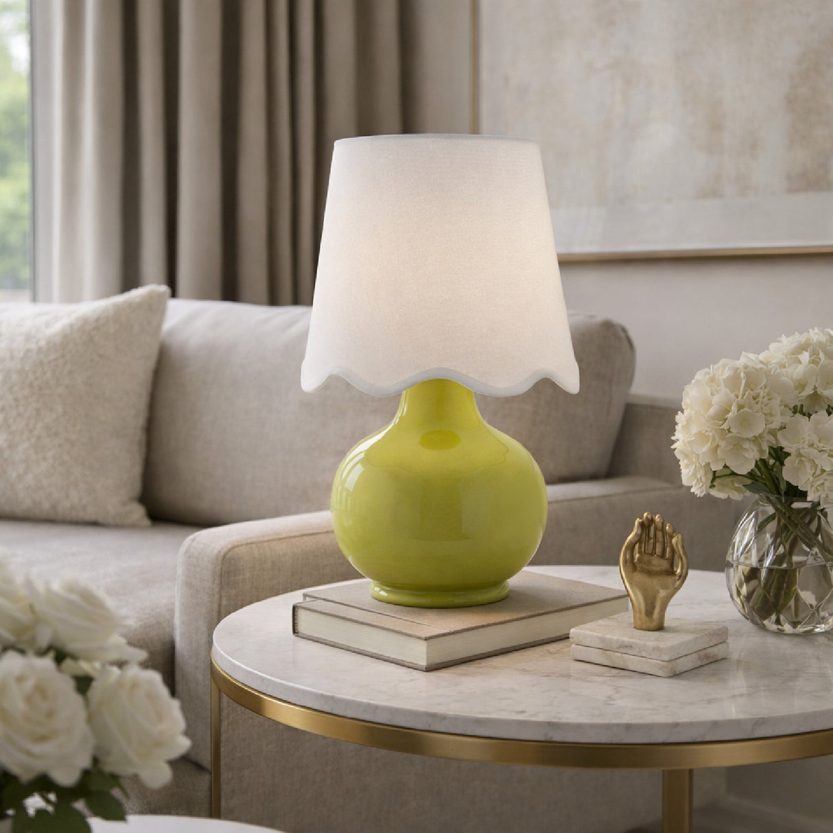 Modern European furniture - Scalloped Raffia Shade Table Lamp - www.oroa.com | Oroa.com