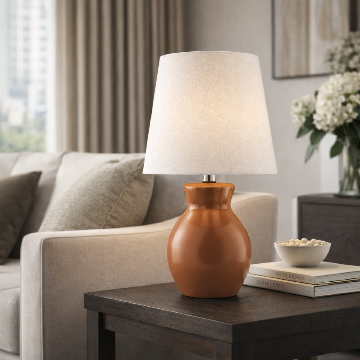 Modern European furniture - White Cotton Ceramic Table Lamp - www.oroa.com | Oroa.com
