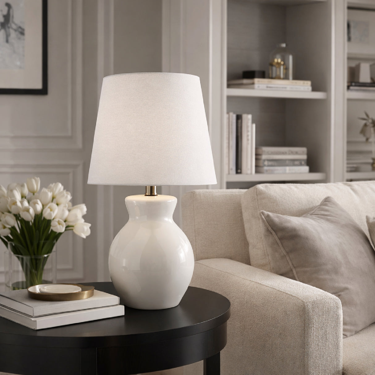 Modern European furniture - White Cotton Ceramic Table Lamp - www.oroa.com | Oroa.com